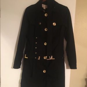 Black belted trench gold detail
